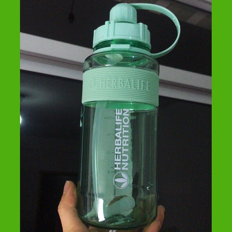 1000ml Herbalife Nutrition Food grade Plastic sports drink straw water bottle with lid scale mark: blue