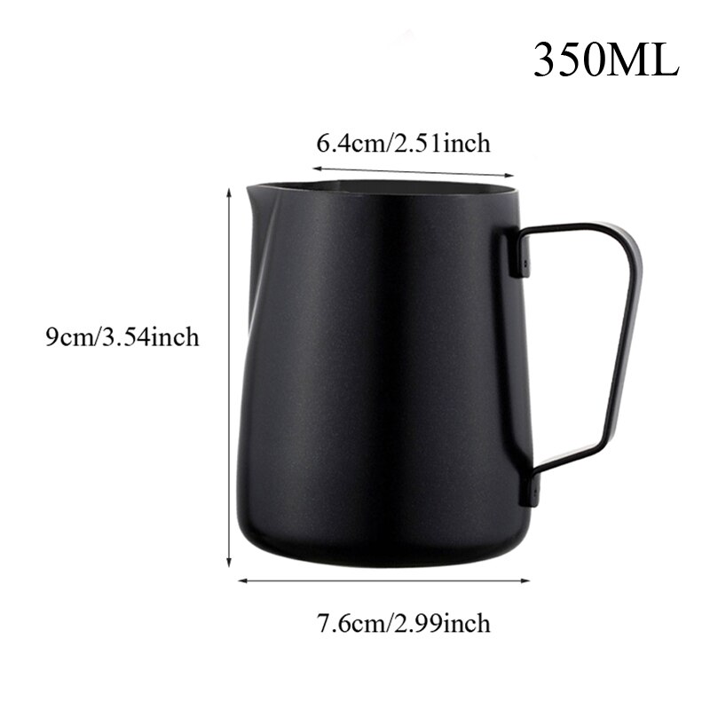 Rvs Melkkan Espresso Cups Art Cup Tool Barista Craft Koffie Moka Cappuccino Latte Melk Opschuimen Jug Pitcher: Black 350ML