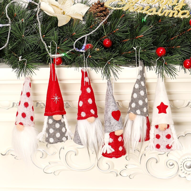 Kerstversiering Hanger Kerst Leuke Angel Gebreide Pop Kerstboom Creatieve Decoratie Hanger Grijs Paar