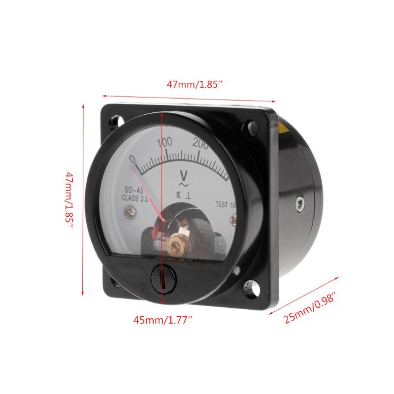 Voltmeter så -45 ac 0-300v runde analoge dial panelmåler voltmeter gauge sort  m2ed