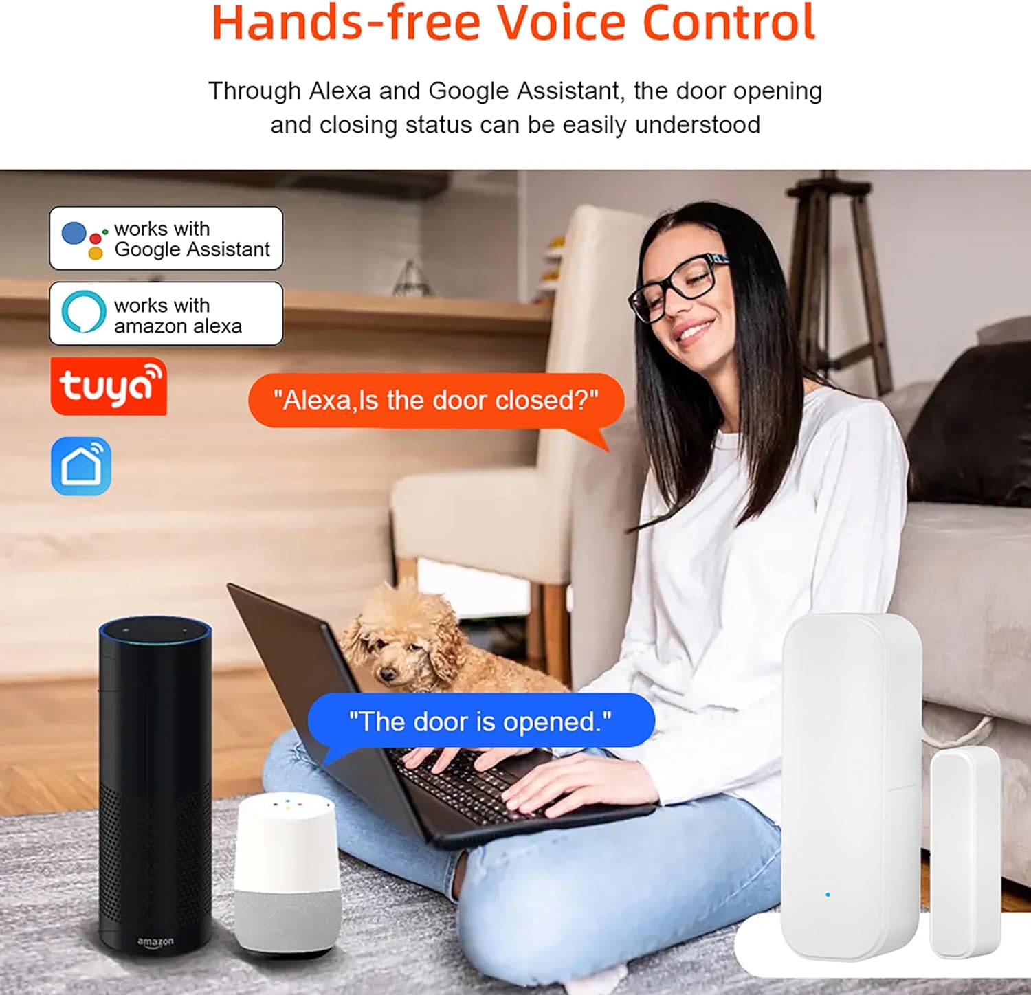 Tuya WiFi Raamdeursensor Draadloze deurdetector Alarmen Smart Life APP Afstandsbediening Werk met Alexa Google Home Smart Home