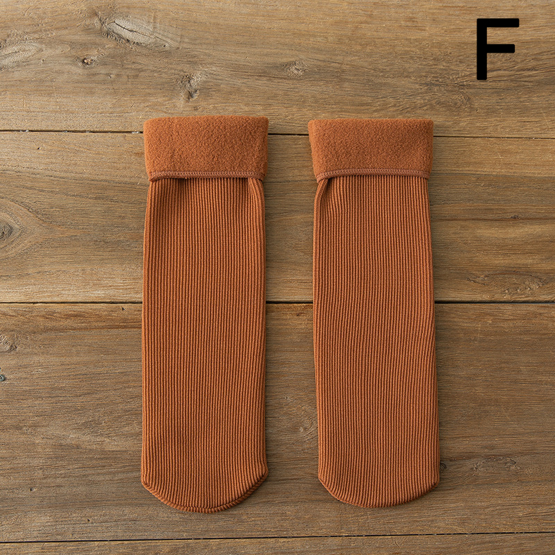 Calcetines térmicos gruesos de felpa para hombre y mujer, medias de terciopelo de Color sólido, para la nieve, para Otoño e Invierno: F