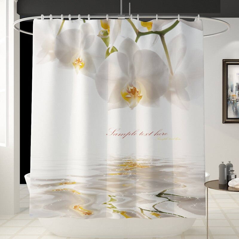 180 x 180cm natuurbloemen waterdichte polyester douchegordijnen badkamergordijnen sets toiletmat antislip badmat set: D douchegordijnen