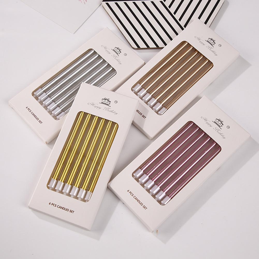 6Pcs Metal Chrome Goud Zilver Verjaardag Kaarsen Diy Kleurrijke Taart Decoraswedding Baby Shower Benodigdheden Metallic Kleur Cake Topper