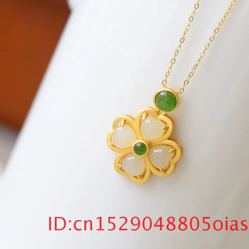 Natuurlijke Tian Clover Hanger Ketting 925 Zilver Voor Chalcedoon Vrouwen Amulet Mode-sieraden