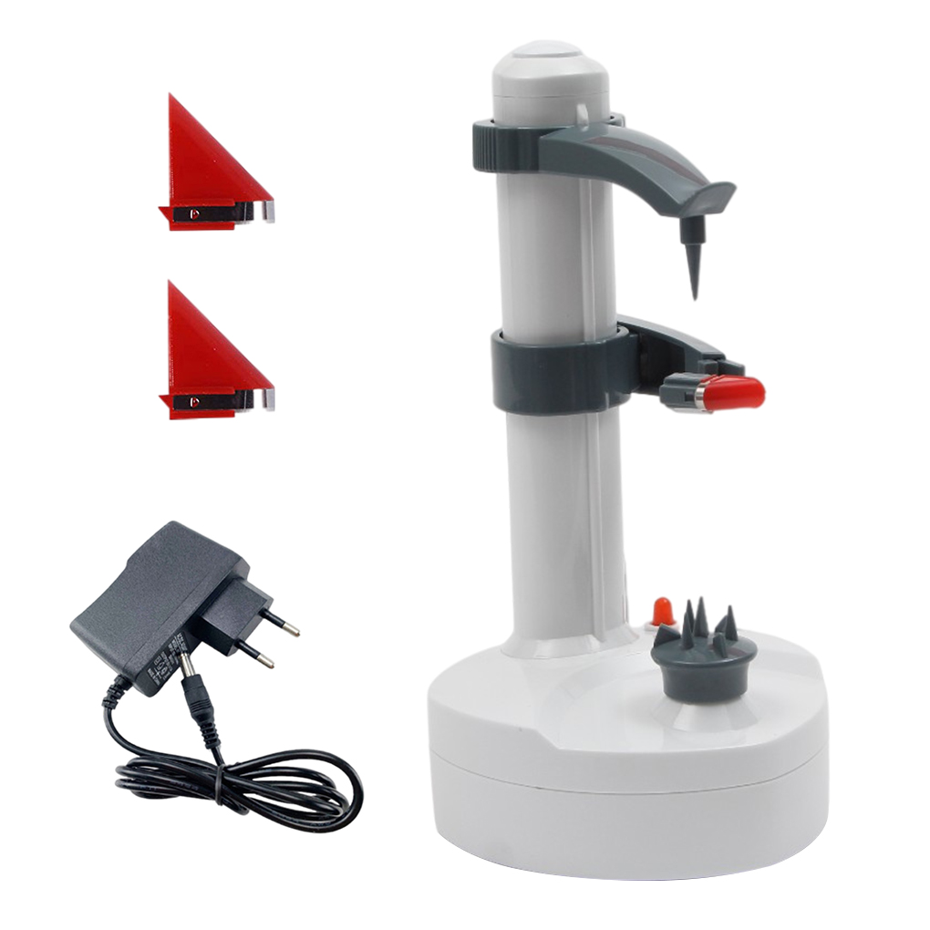 EU Plug Electric Potato Peeler Adjustable Countertop Lemon Peeling Machine Gadgets Vegetable Zester Slicer White: White