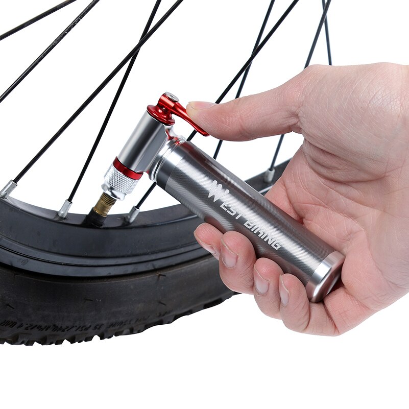 WEST BIKING-Mini bombas de bicicleta, de aleación de aluminio, portátil, con válvula de bolsillo, para llanta de bicicleta de montaña
