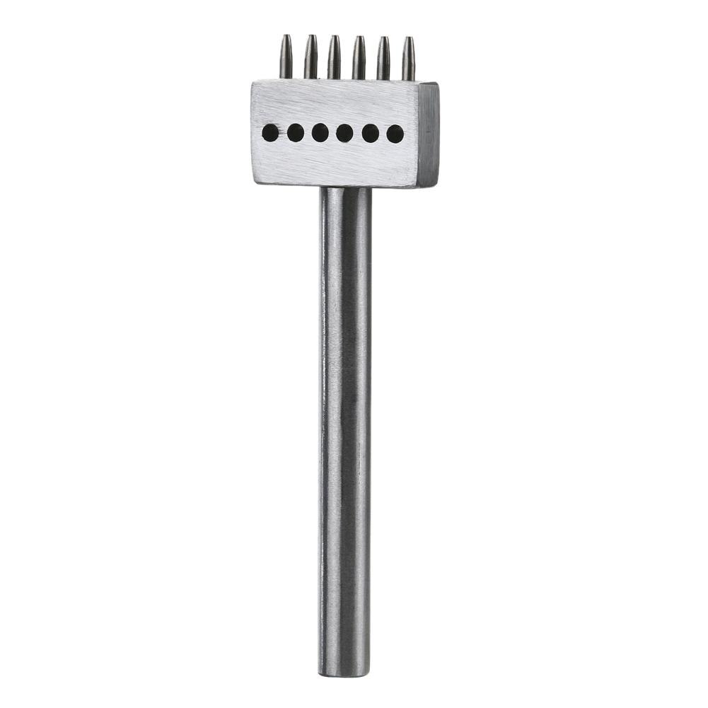 5mm Leather Craft Tools Hole Punches DIY Round Stitching Punch Cut 2 Prong,4 Prong,6 Prong Leather Craft Punching Tool: Silver 6Prong