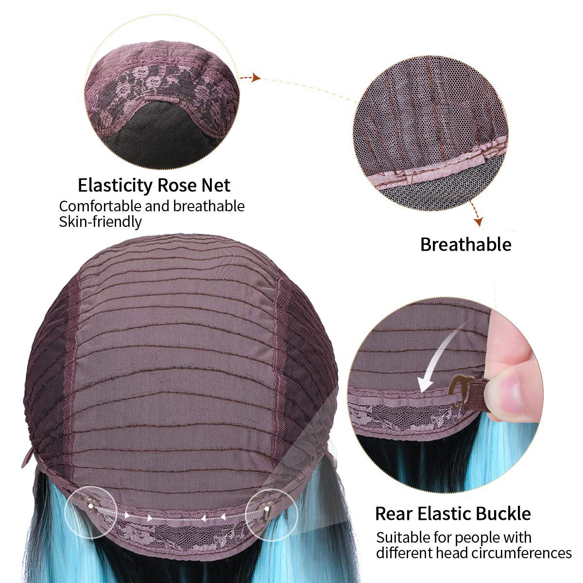 Ombre Straight Blue Wig Middle Part Short Bob Synthetic Hair 14&quot; Shoulder Length With Dark Roots Cosplay Costume Wigs For Women