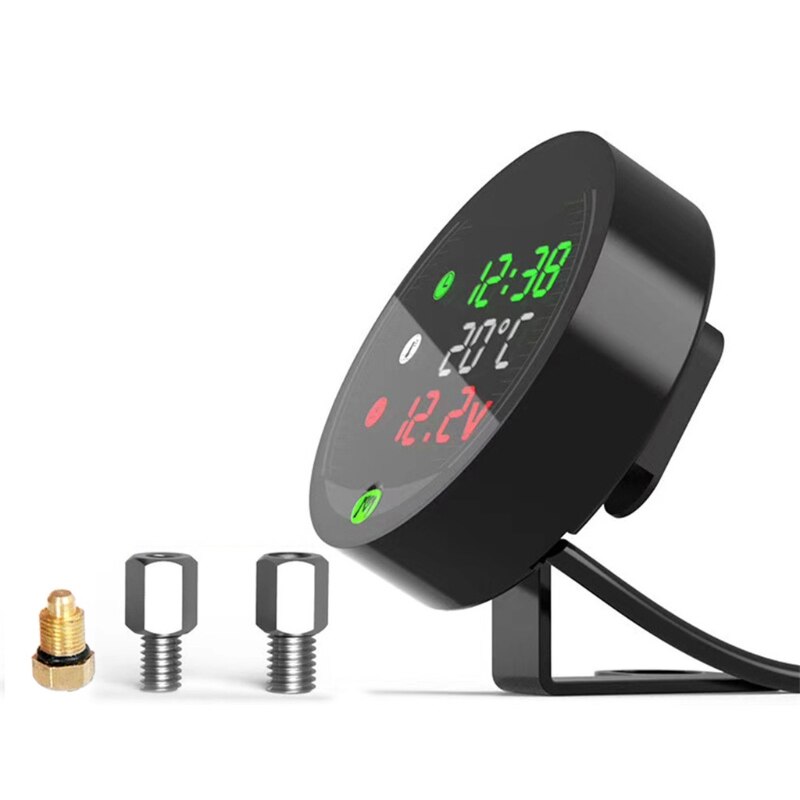 5 in 1 Wasserdichte Motorrad Voltmeter LED Digital Anzeige Wasser Temperatur