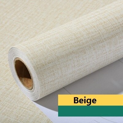 PVC Vinyl Self adhesive Wallpaper for Bedroom Living Room Decor Wall Decals for Kitchen Contact Paper Shelf Liner Wall Stickers: Flax Beige / 60cm x 3m