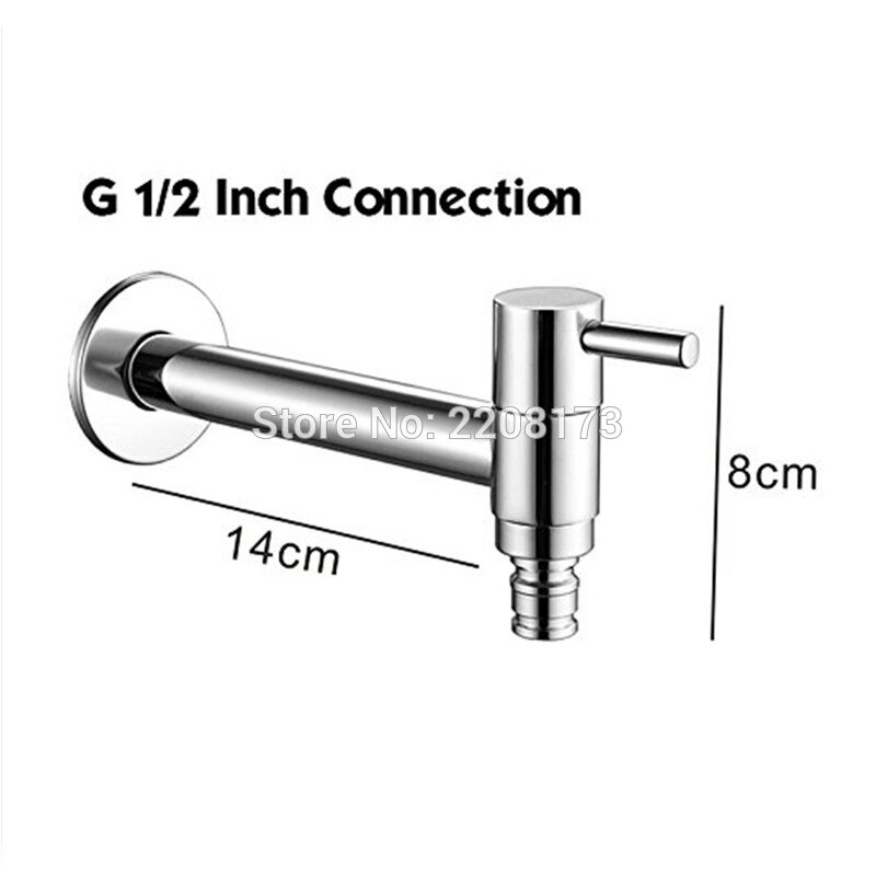 Nieuw Chrome Extra Lange Wasserij Badkamer Wetroom Keuken Wall Mount Wastafel Wastafel Kraan Bibcocks Mop Zwembad Enkele Koude Kraan