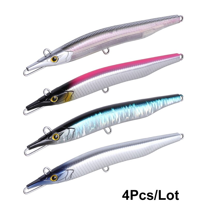 Kongerige fiskeri lokke nåle stick jerkbait fiskeri woblere synkende lokke isca kunstigt fiskegrej blyant fiskeri 9504: 4 farver / 135mm 32g