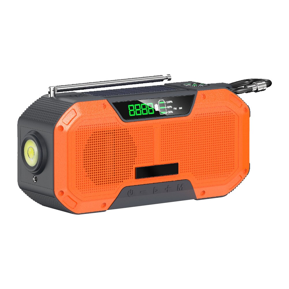 DF-580 Portable Bluetooth Speaker Hand Crank Solar Radio AM/FM Emergency Radios LED Flashlight 5000mAh Power Bank for Cell Phone: Orange 2