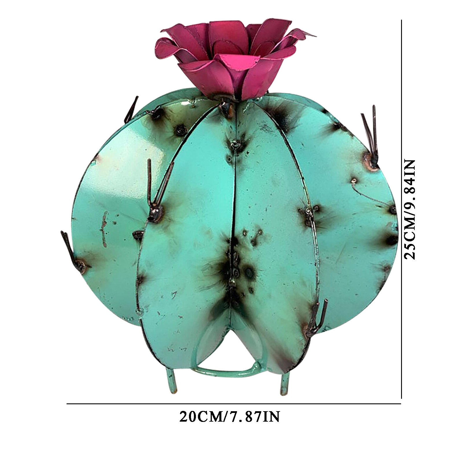 Garden Decoration Outdoor Metal Cactus Sculpture Rustic Hand Painted Metal Art Agave Plant Garden Yard Decor