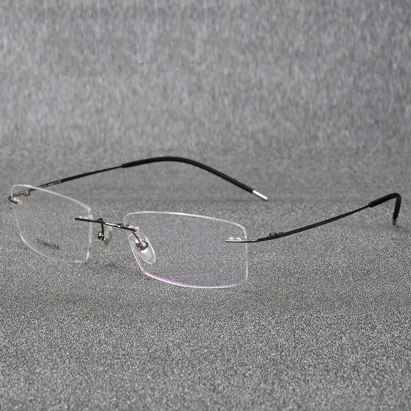 Kantløse titanium-brilleramme super letvægts fleksible titaniumlegering tempelben optiske briller briller: Grå
