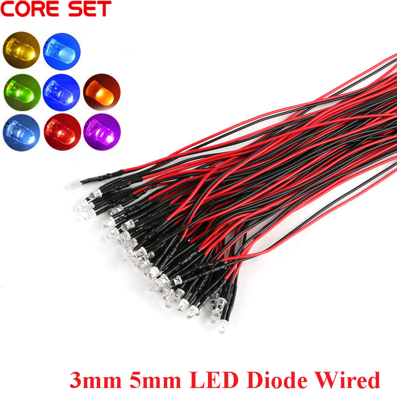 5 Stücke 5mm 3mm 5mm Leuchtdiode LED Verdrahtete Lampe Perle Modell Für Dekorative Spielzeug Anzeige 5V ~ 12V LED DIY Bausatz 20CM Länge NEUE