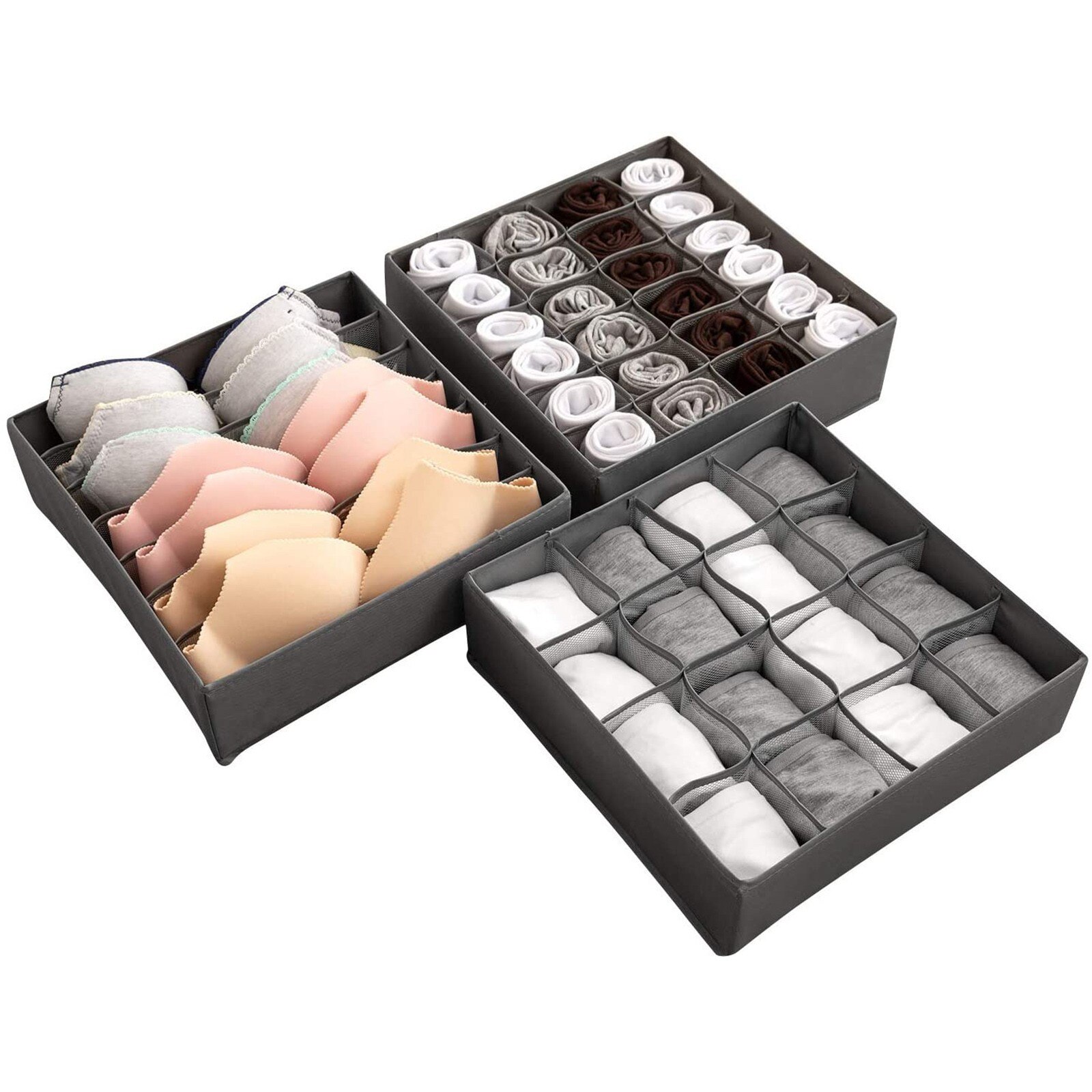 Non-woven Fabric 3 Sets Collapsible Closet Cabinet Organizer Underwear Storage Box Underware Finishing Organizer органайзер: B-3pc