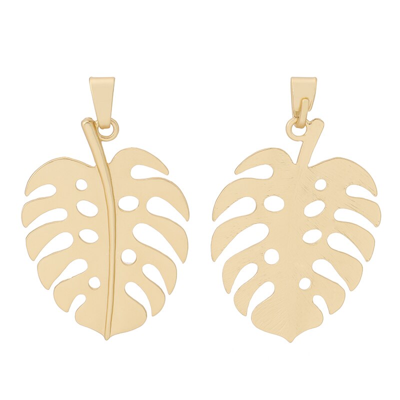 Zxz 2 Stuks Matte Goud Grote Leaf Bedels Hangers Voor Ketting Sieraden Maken Accessoires 84x51mm