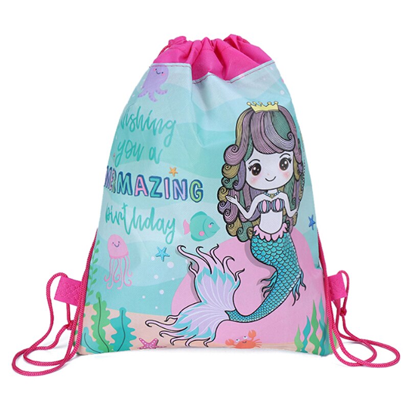 Sac à dos sirène enfants voyage école décor cordon Non-tissé sac sacs