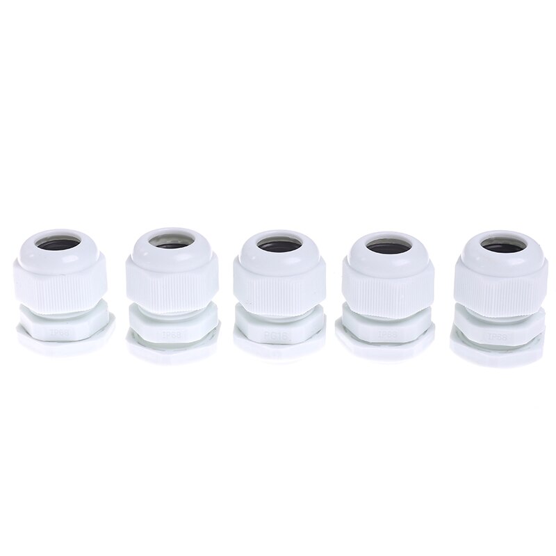 5 kpl vedenpitävä läpivientiholkki kaapelin läpivienti  ip68 pg7- pg16 nylon muoviliitin 3-6.5mm nailon muoviliitin: Valkoinen 5 kpl  pg16