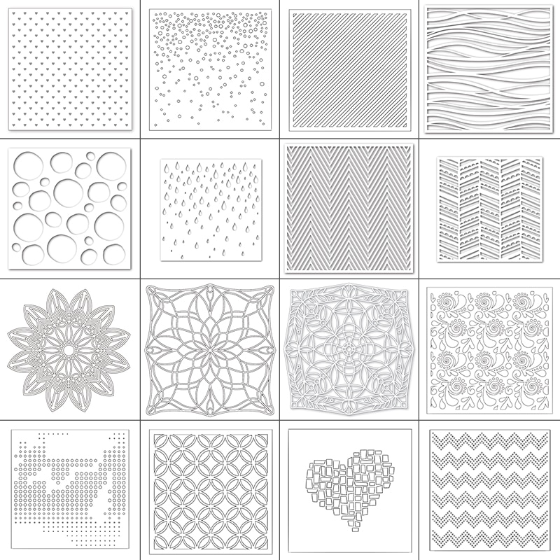 6*6 inch Water Ripple Blister Wavy Line Flowers Matric Doodle Plastic Stencil DIY Scrapbooking Drawing Template #18