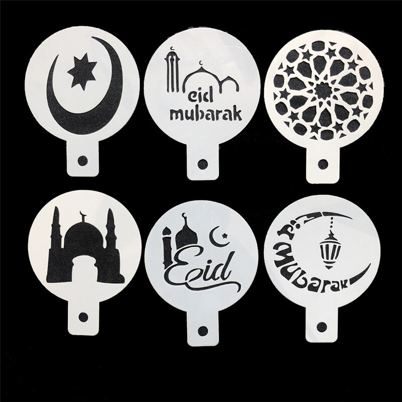 6 pièce/ensemble étoile lune EID café pochoirs mosquée Cookie EID moubarak Ramadan gâteau décoration outils moubarak musulman fête fournitures