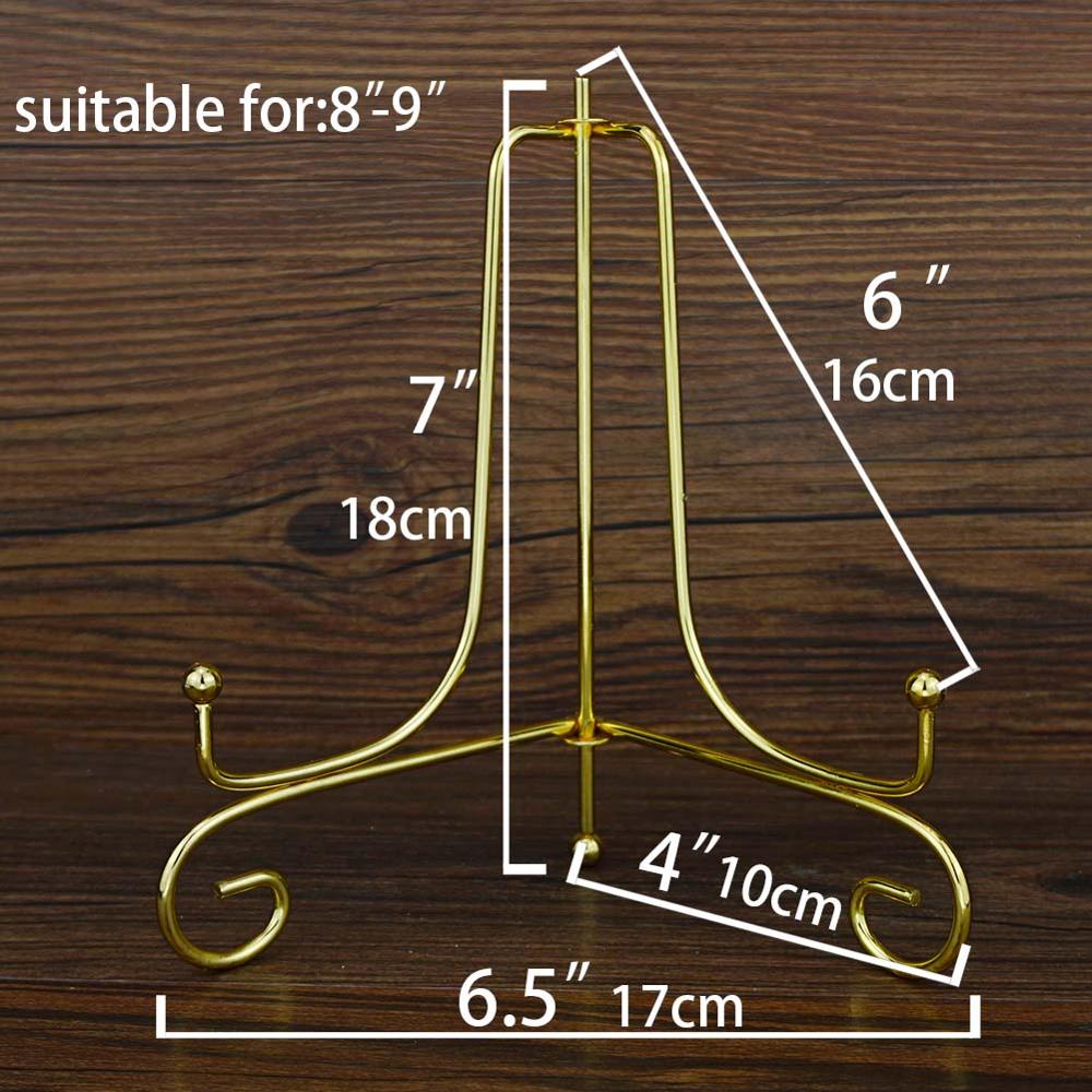 Iron Display Stand Gold Ijzeren Ezel Plaat Display Photo Holder Stand, Displays Foto Frames, Kookboeken, Decoratieve Platen: 7inch