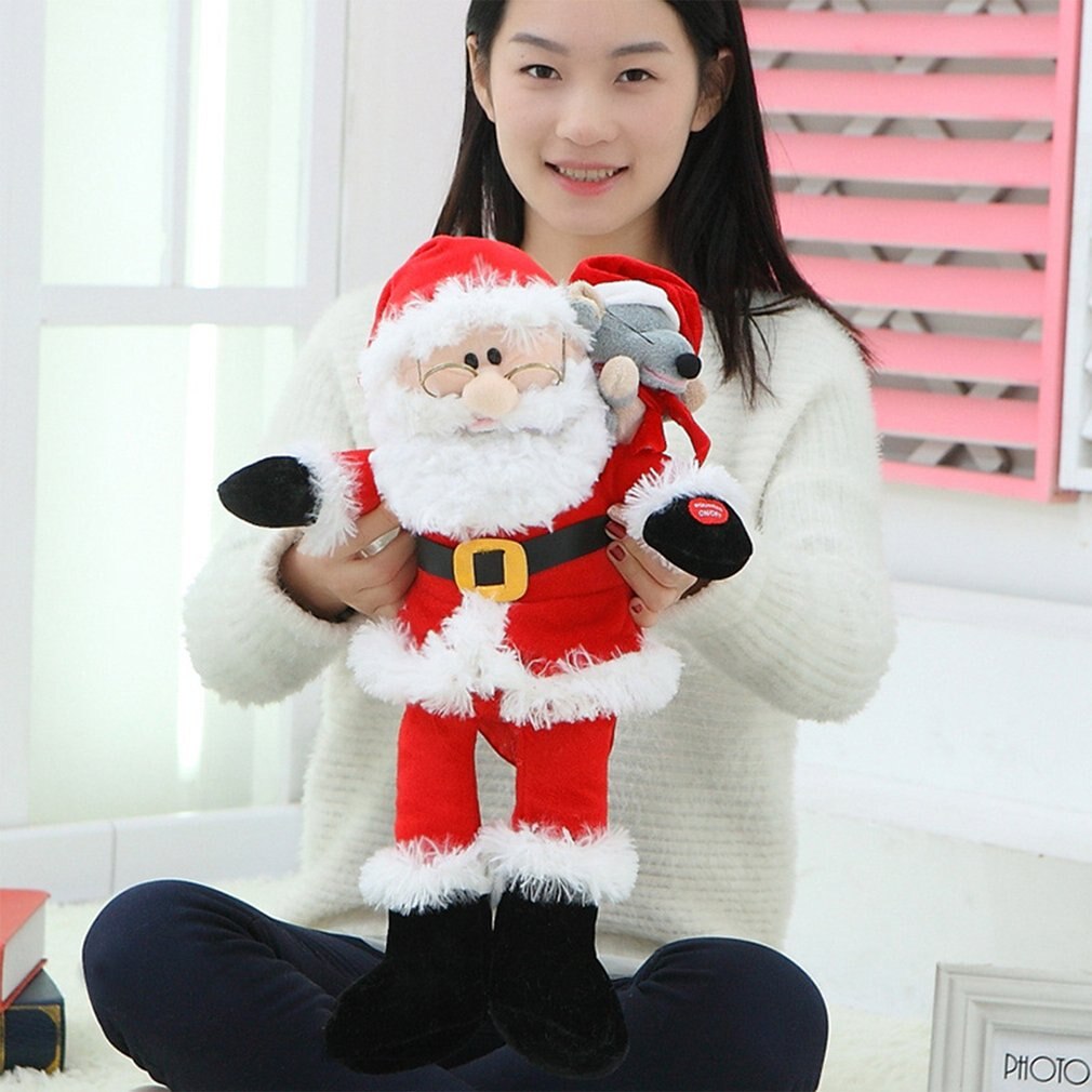 Santa Claus Singing Plush Toy Christmas Interior Decoration Electric Toy Year Santa Claus Doll