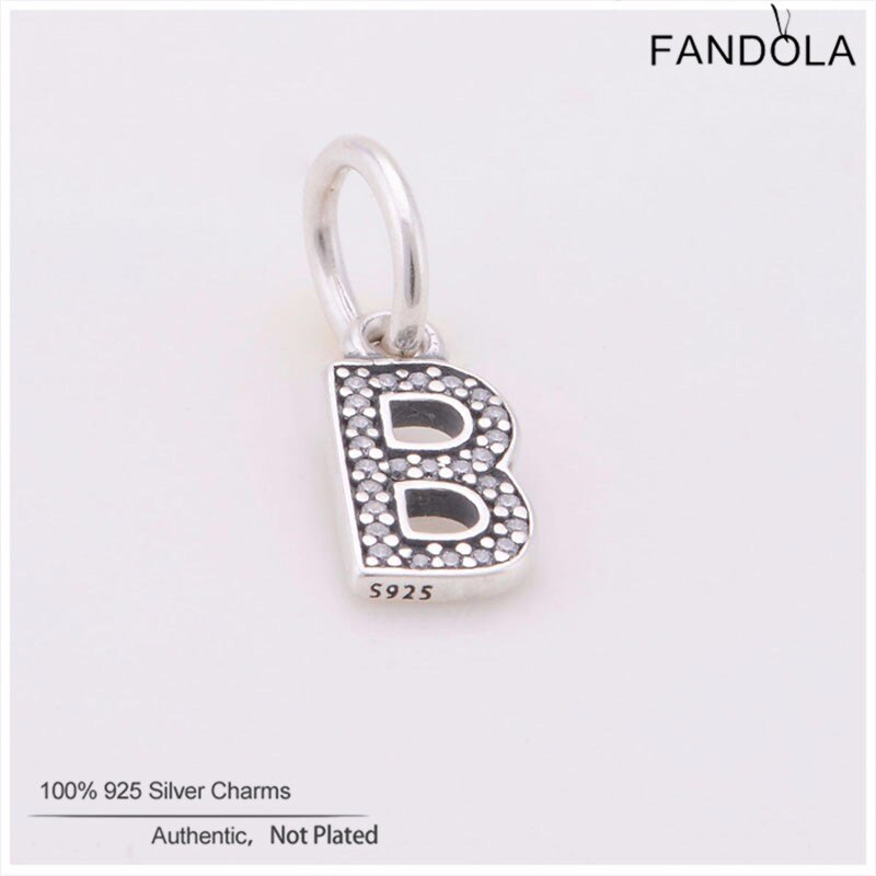 Lettera B Pendente Pendenti E Ciondoli Misura di Marca Della Collana Del Braccialetto del Branello di Fascino 925 Gioielli in Argento sterlina chiaro CZ Adatto FAI DA TE Braccialetti Delle Donne