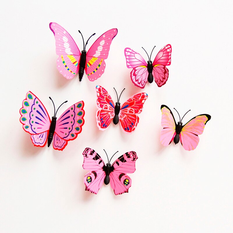 12 stk 3d pink sommerfugl køleskab magnet jakkesæt til børn hjem køkken dekoration ornamenter ideer magneter køleskabe diy