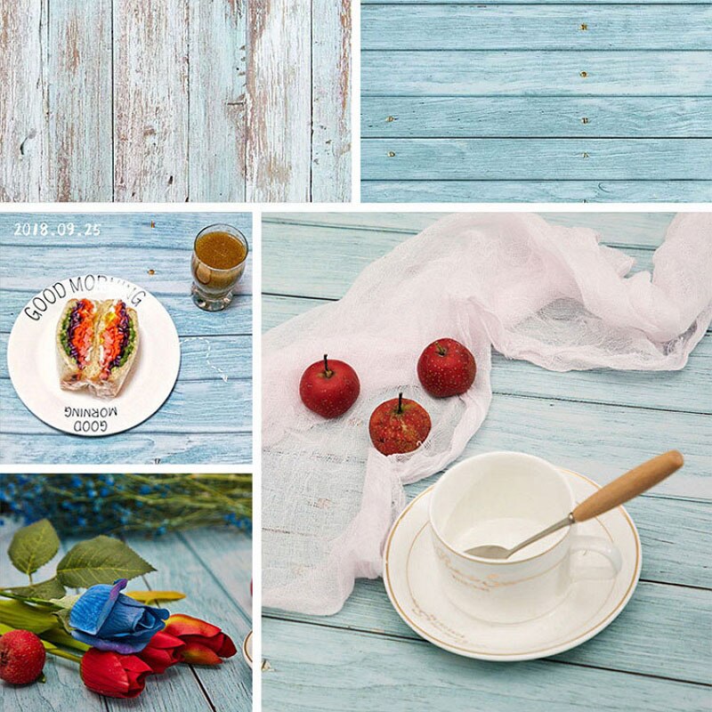 Double-sided Photo Studio Photography Background Paper Wood Grain Cement Marble Texture Backdrop For Food Cosmetic Shooting Tool