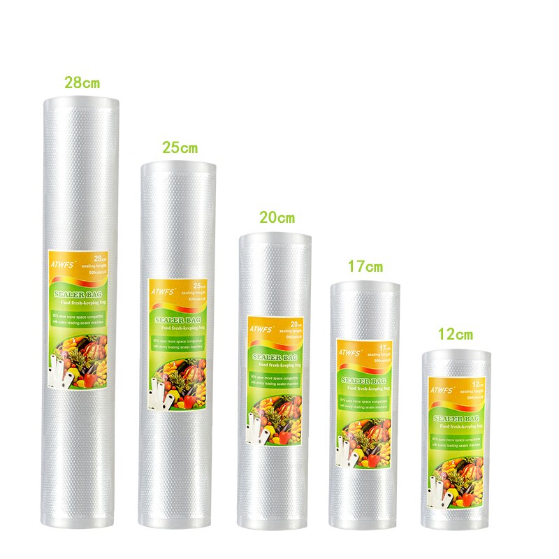 Sacs sous vide ATWFS sacs sous vide de cuisine sacs sous vide de stockage pour emballage alimentaire rouleaux 12/17/20/25/28cm * 500cm: one lot