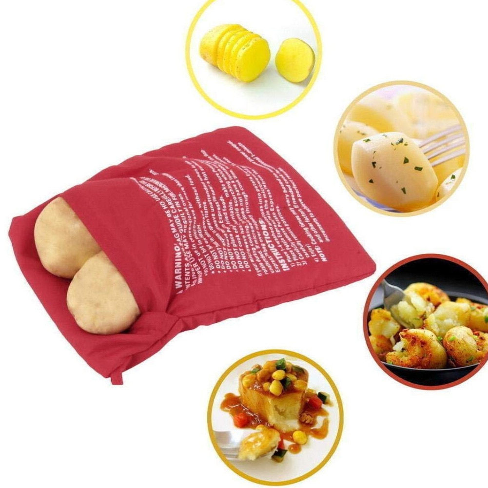 Washable Microwave Oven Potato Bag Reusable Roast Potato Baking Bag Pocket