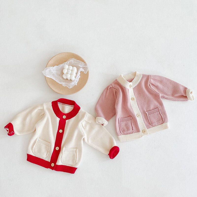 Koodykids Baby Girl autunno maglione di lana lavorato a maglia cappotto maglione siamesi Baby Toddler Girls Spring Baby Girl Clothes Outfit 0-2