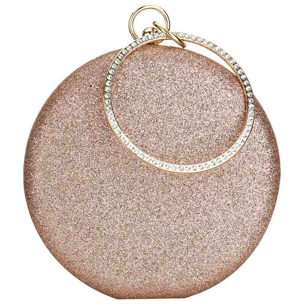 Women Party Bags Wedding Evening Clutch Circular Chain Round Bag Purses Crossbody Shoulder Bags Clutch Gold Gillter Handbag: D