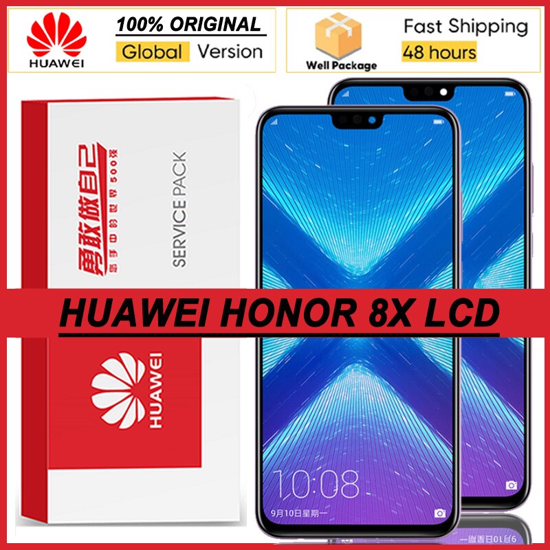 100% d'origine 6.5 ''avec cadre pour Huawei Honor 8X Convertisseur Analogique-Numérique D'écran Tactile D'AFFICHAGE à CRISTAUX LIQUIDES Honneur 8X LCD JSN-L21 JSN-L42 Pièces de Réparation