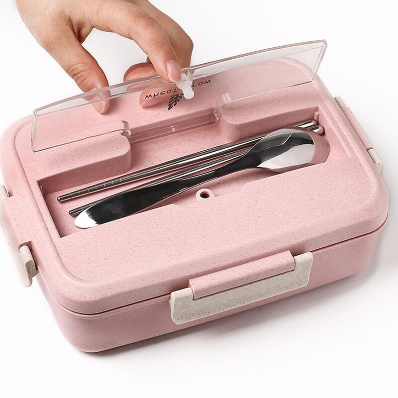 Draagbare Voedsel Opslag Container Magnetron Lunchbox Tarwestro Servies Kinderen Kids School Office Bento Box Organizer