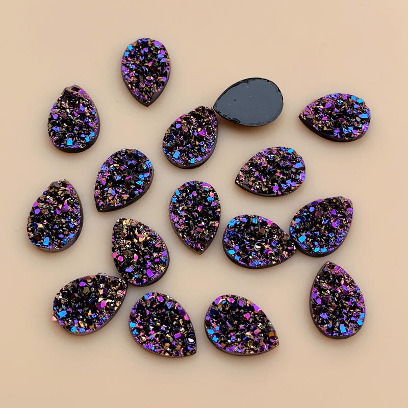 Diy 50 Stuks 9*13Mm Glitters Ab Kleuren Minerale Oppervlak Resin Plaksteen Cabochon Diy Bruiloft Decoratie ambachten-A57: A573