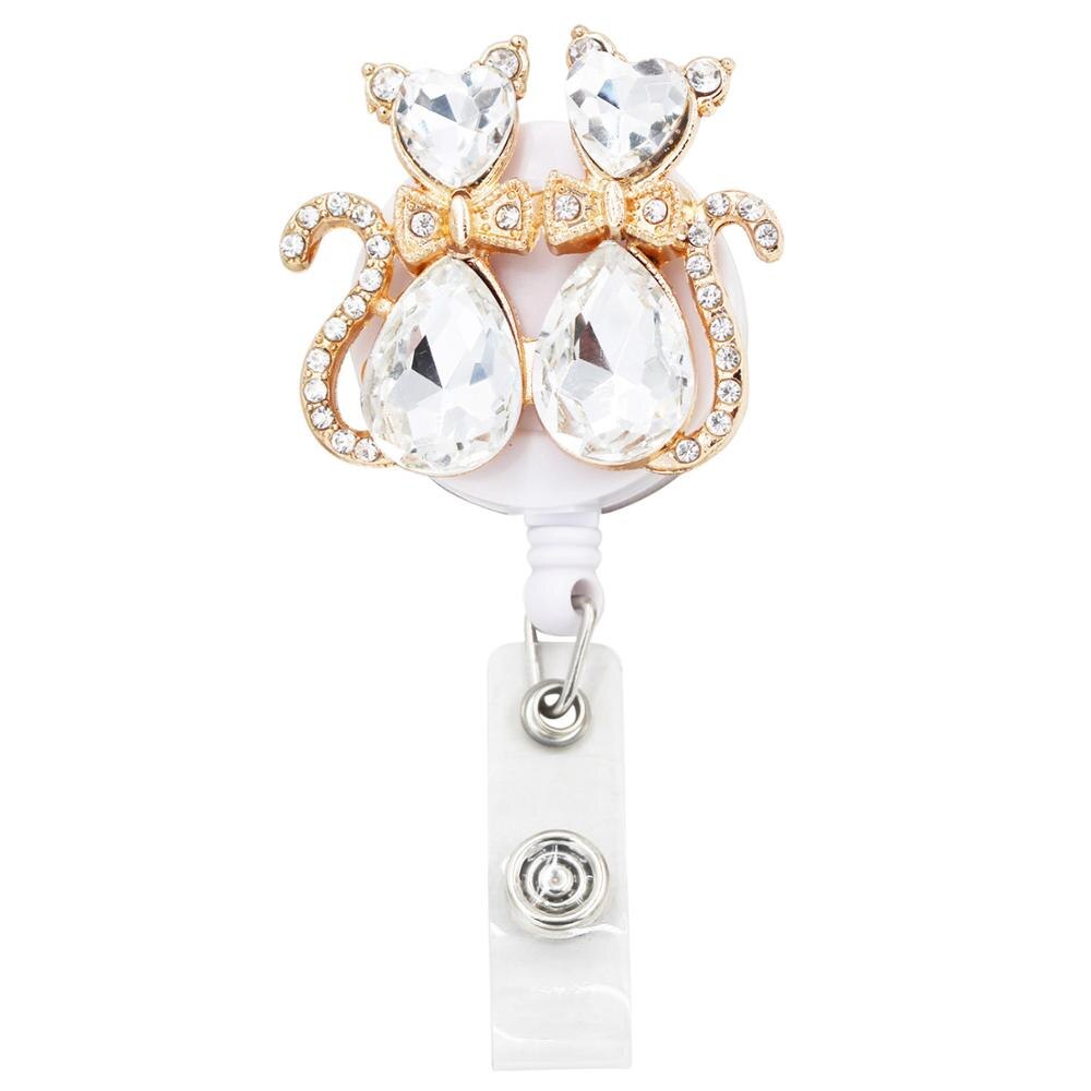 Animal Retractable Badge Holder with Alligator Clip Retractable Cord ID Badge Reel Fox Dress Girl Horse Style: K58