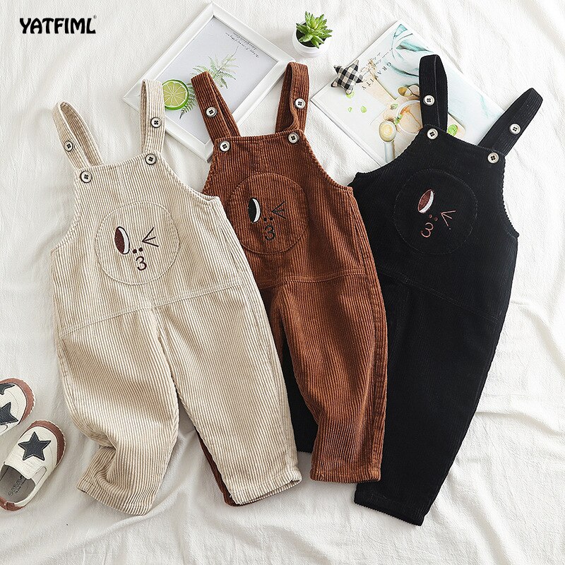 Peuter Cartoon Baby Kids Jongens Meisje Lente Herfst Warm Corduroy Overalls Broek Effen Kleur Dikker Toevallige Bib Broek 1-3Y