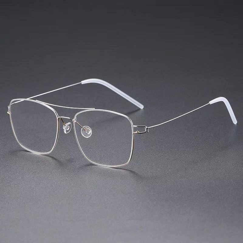 Denmark Brand Ultralight Screwless Titanium Square Glasses Frame Men Women Double Beam Optical Prescription Eyeglasses Martin