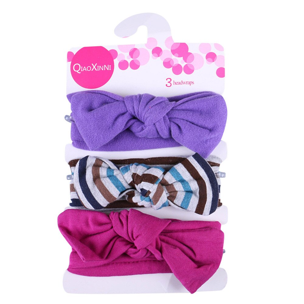Baby pannband 3 st barn blommigt pannband flickor baby elastisk pilbåge tillbehör hårband set baby hår accessoarer: D