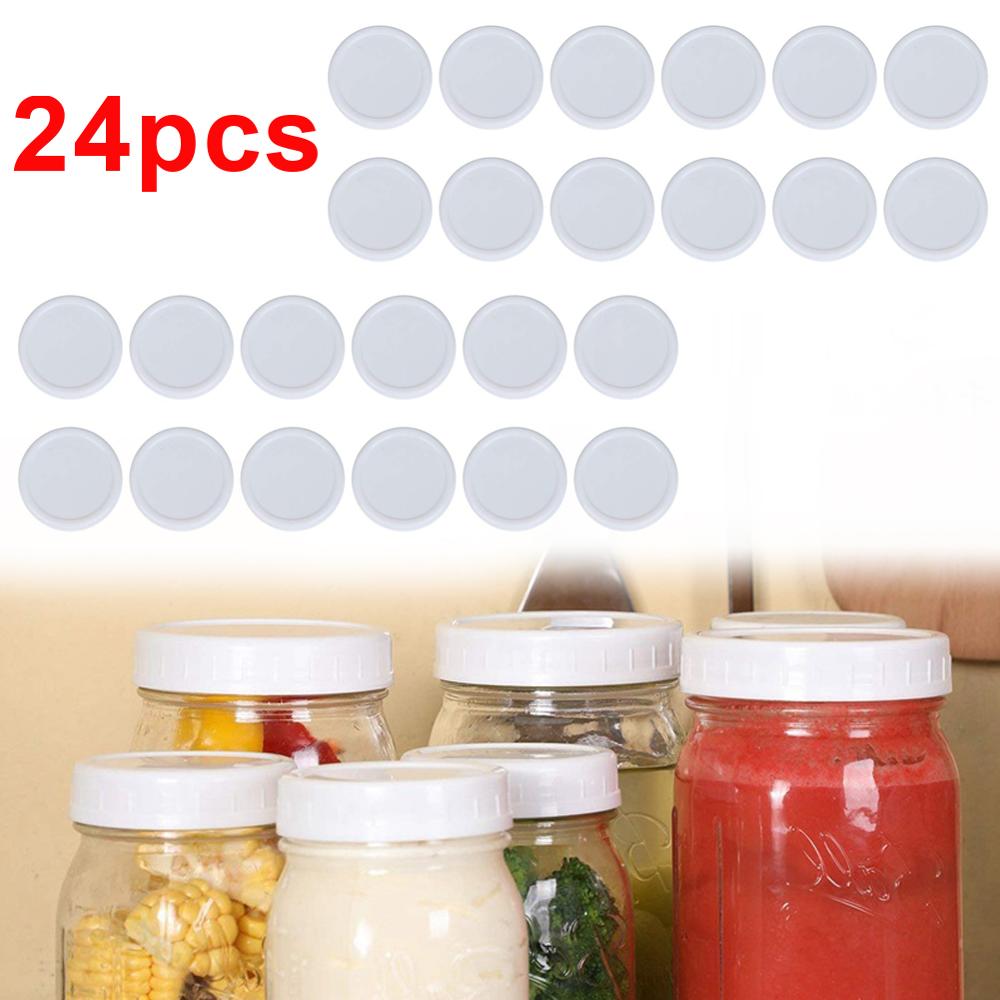 24pcs Mouth Lids Mason Jar Lids Plastic Storage Caps for Mason Canning Jars and More, Standard, Diameter 70mm: Default Title