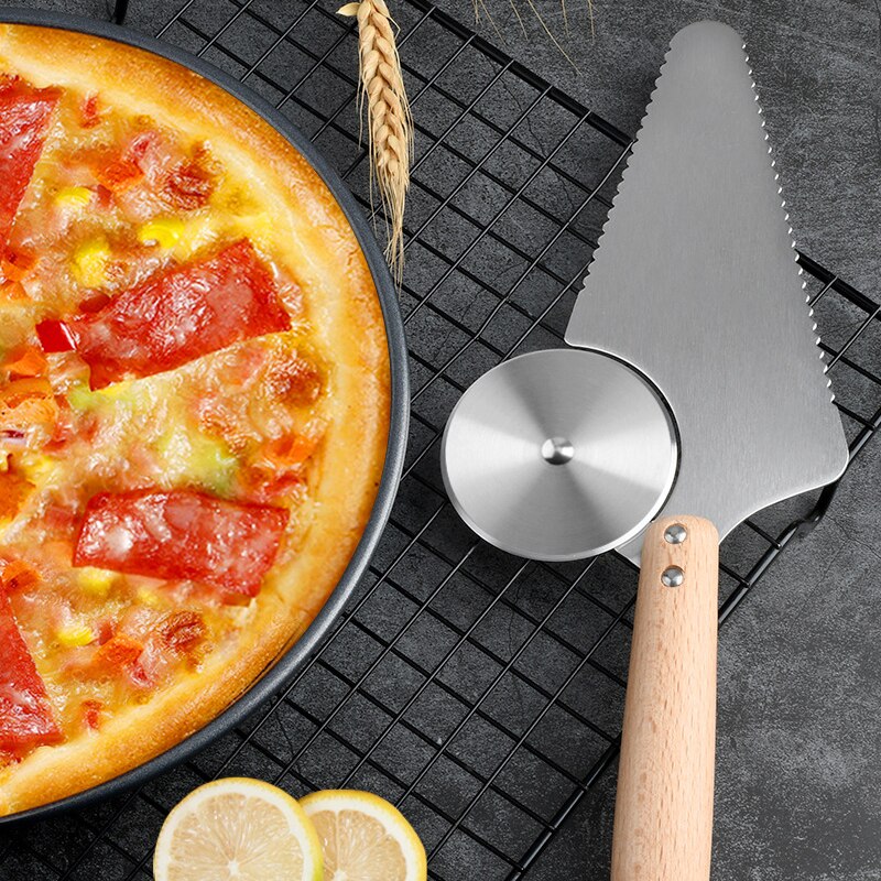 2 In 1 Pizza Cutter Divider Pizza Schop Pie Server Mes Sharp Pizza Wiel Slicer Rvs Dessert Divider Gebak gereedschap