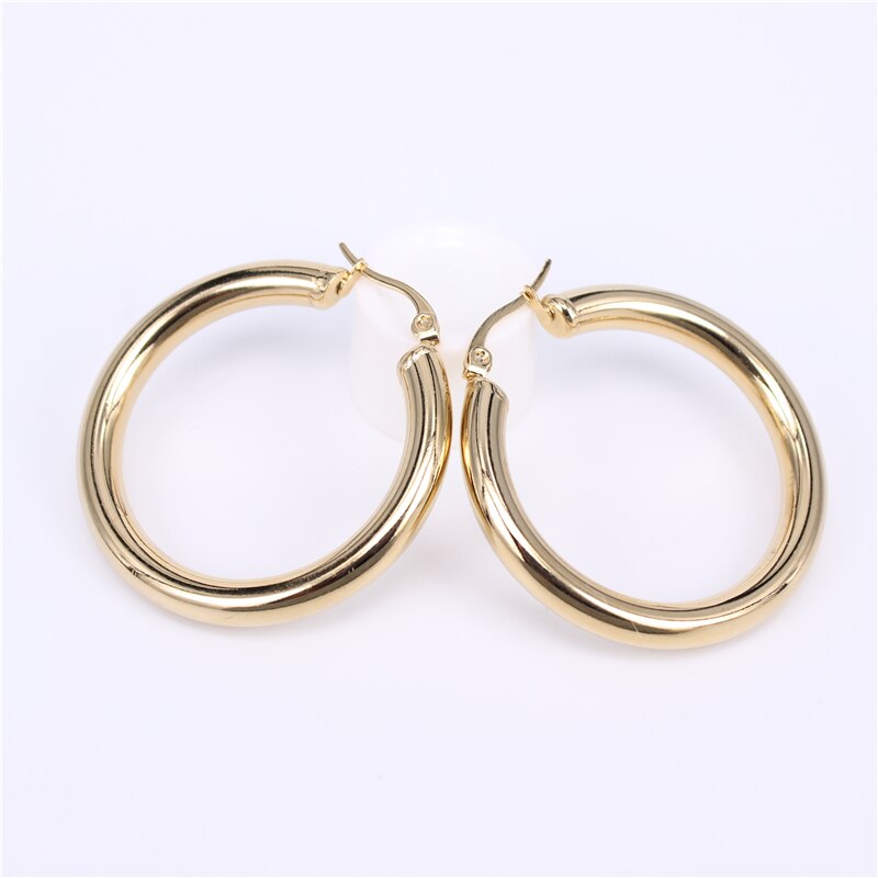 316L stainless steel jewelry earrings Gold color female Hoop earrings for Women LH143: 40MM gold color