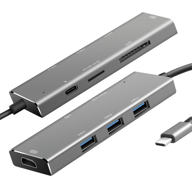 Yc740 Type-C Hub Docking Station 7 Poort Type C Uitbreiding Hdmi Lage Temperatuur Voor Accessoires Usb
