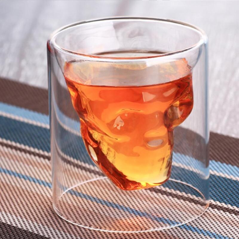 Verre à liqueur Transparent pour whisky et Tequila, , tête de crâne, drôle, fête, vin, bière, Bar,