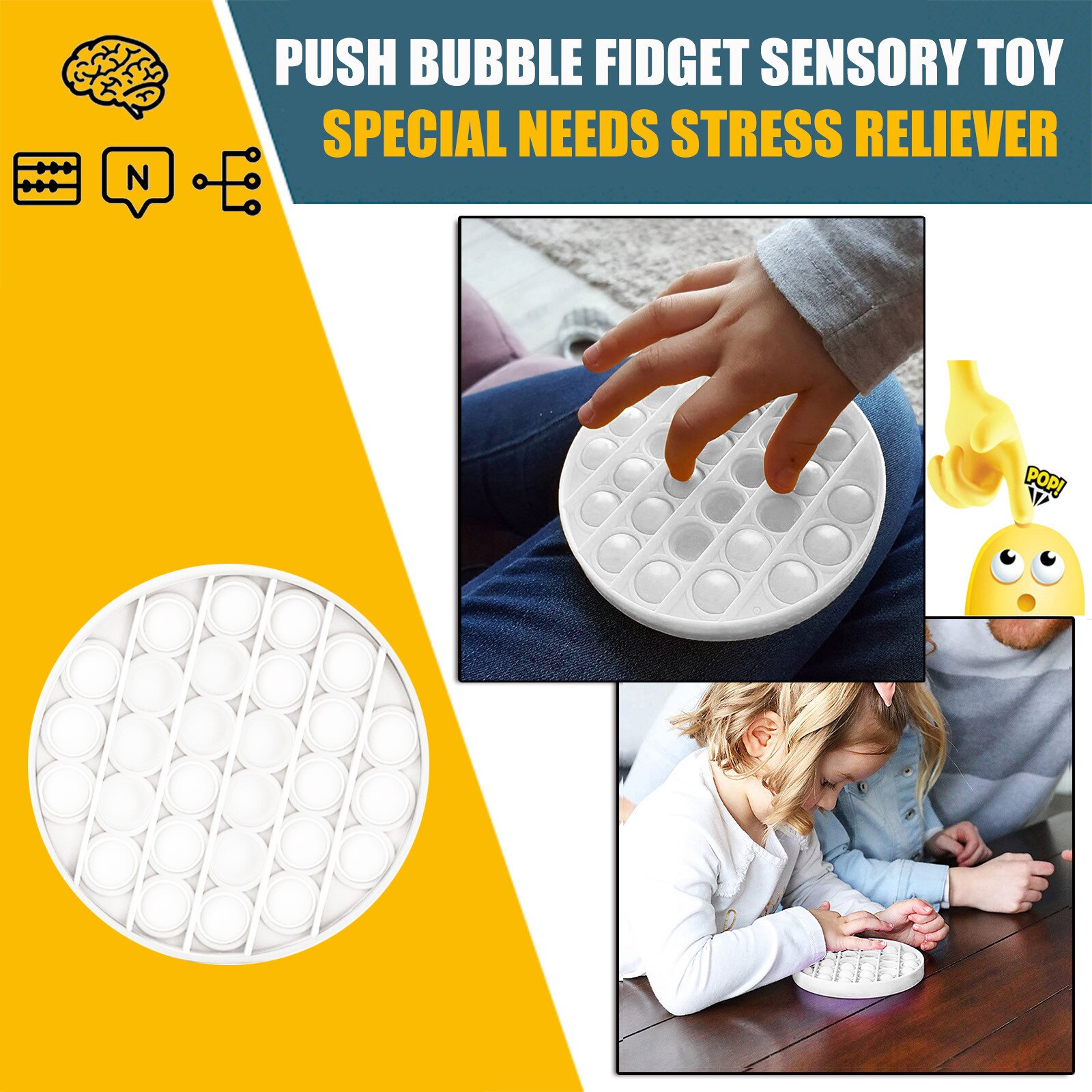 Push Bubble Fidget giocattolo sensoriale autismo esigenze speciali antistress morbido divertente Push Bubble Fidget giocattolo sensoriale colori caramelle: H