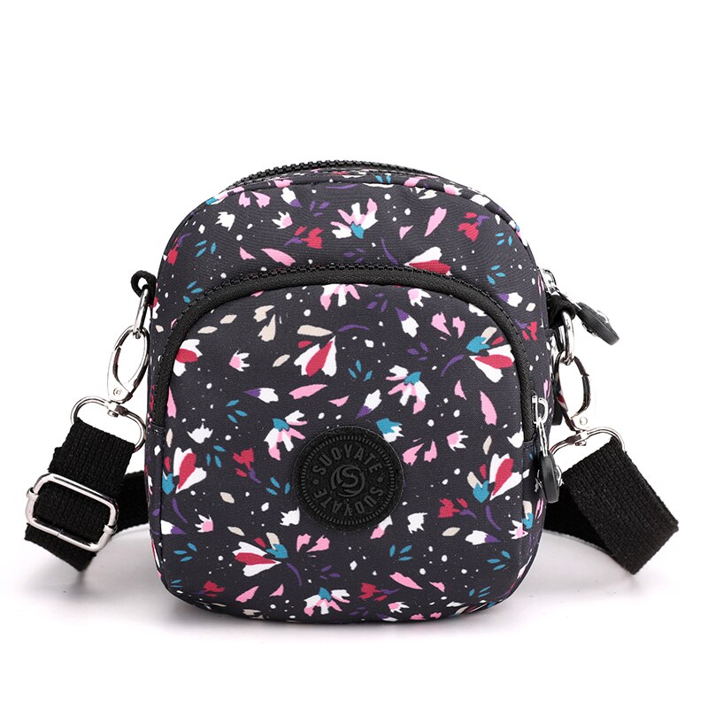 Riñonera de nailon para mujer, bolso de hombro estampado, Mini bolsos cruzados a la , paquete de pecho de de , paquete de cintura para teléfono,: Purple floral